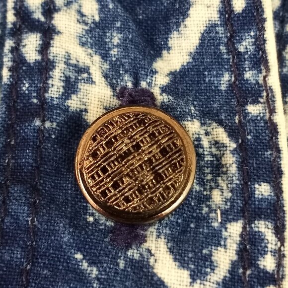 Vintage Pret Blue Acid Wash Embellished Short Sleeve Button Front Shirt - Picture 4 of 7